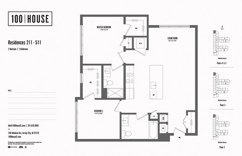 Floor plan for 2 beds, 2 baths, 1013 sqft